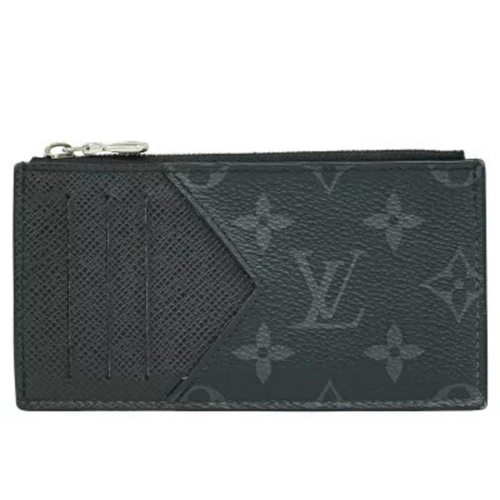 Louis Vuitton LV Coin Card Holder Monogram Taiga Leather Noir Black